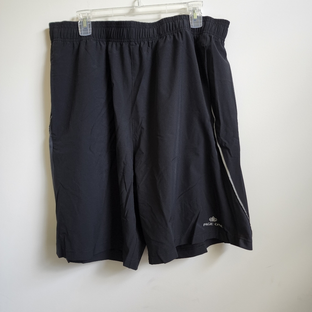 Page One Black Plus Size XXL Exercise Shorts Bottoms